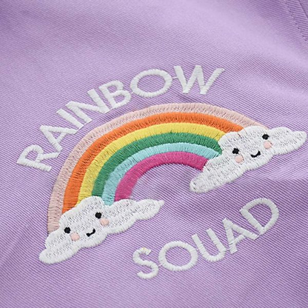 Cute School Student Rainbow Embroidery Hooded Jacket Outerwear - Modakawa Modakawa